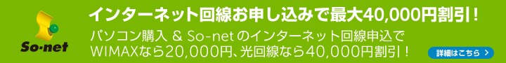 Dell So-net インターネット申込みで最大3万円OFF