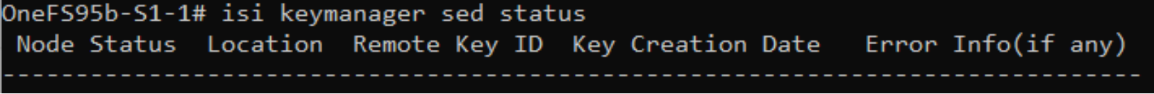 A figure illustrating the CLI keymanager SED status.