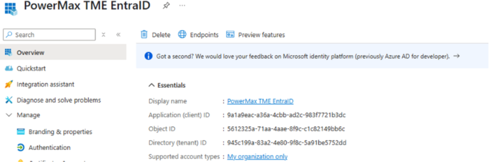 Screenshot of Entra ID overview page