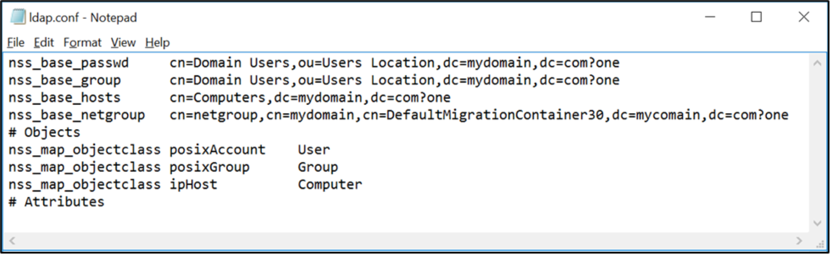 Output of LDAP.conf configuration file