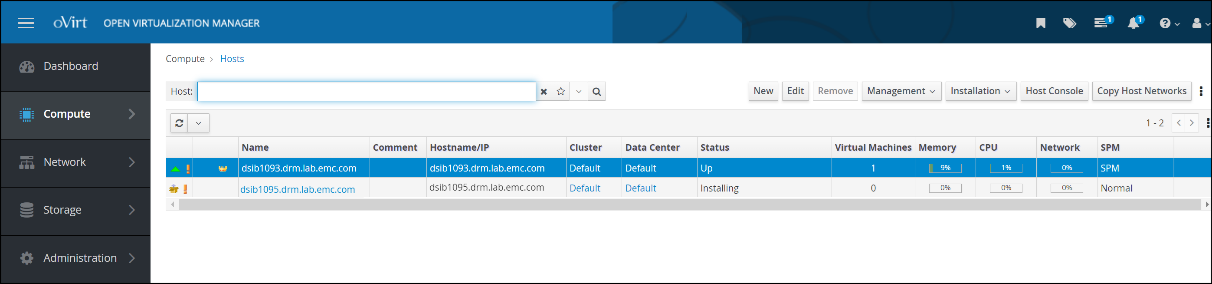 view the host status