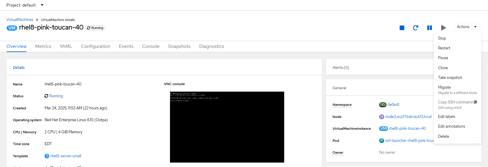 Screenshot of cloning a VM