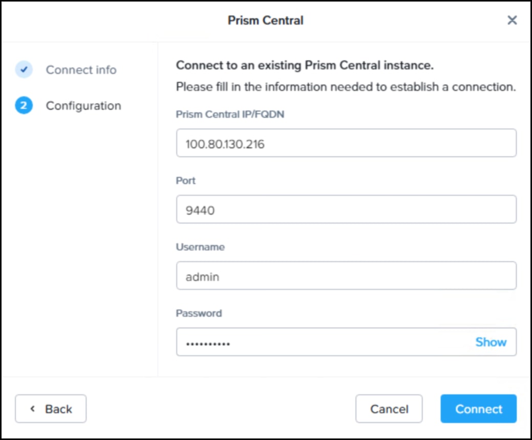 Register Prism Central step 4.