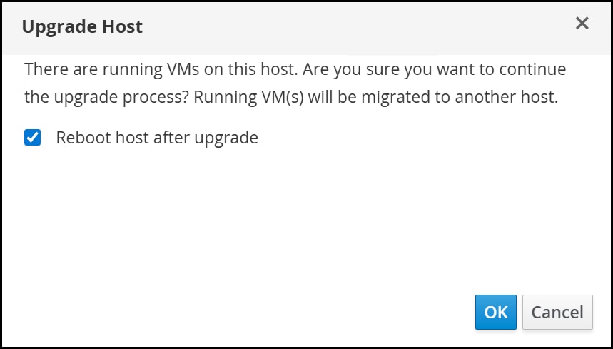 A screenshot of Upgrade host dialog