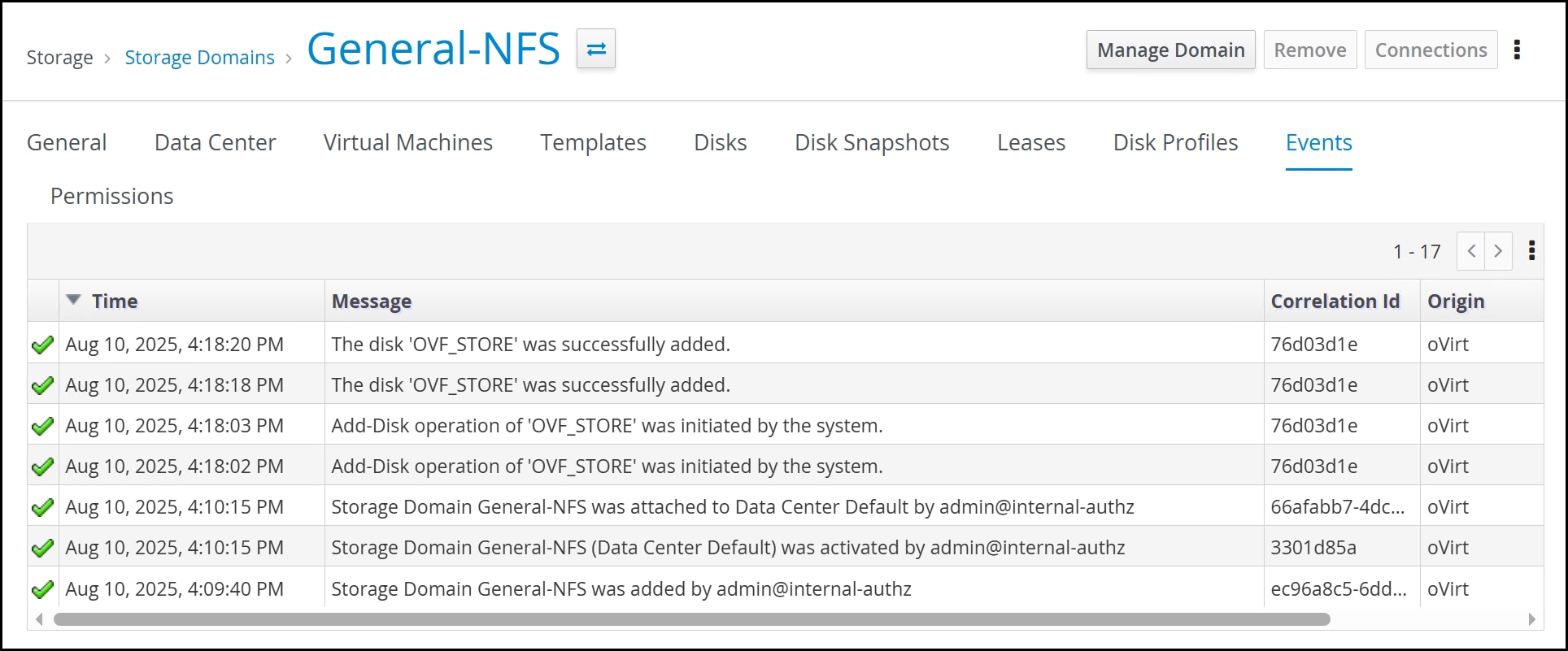 A screenshot of OVF_STORE disks