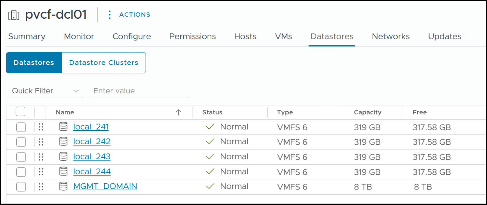 MGMT_DOMAIN datastore in vCenter