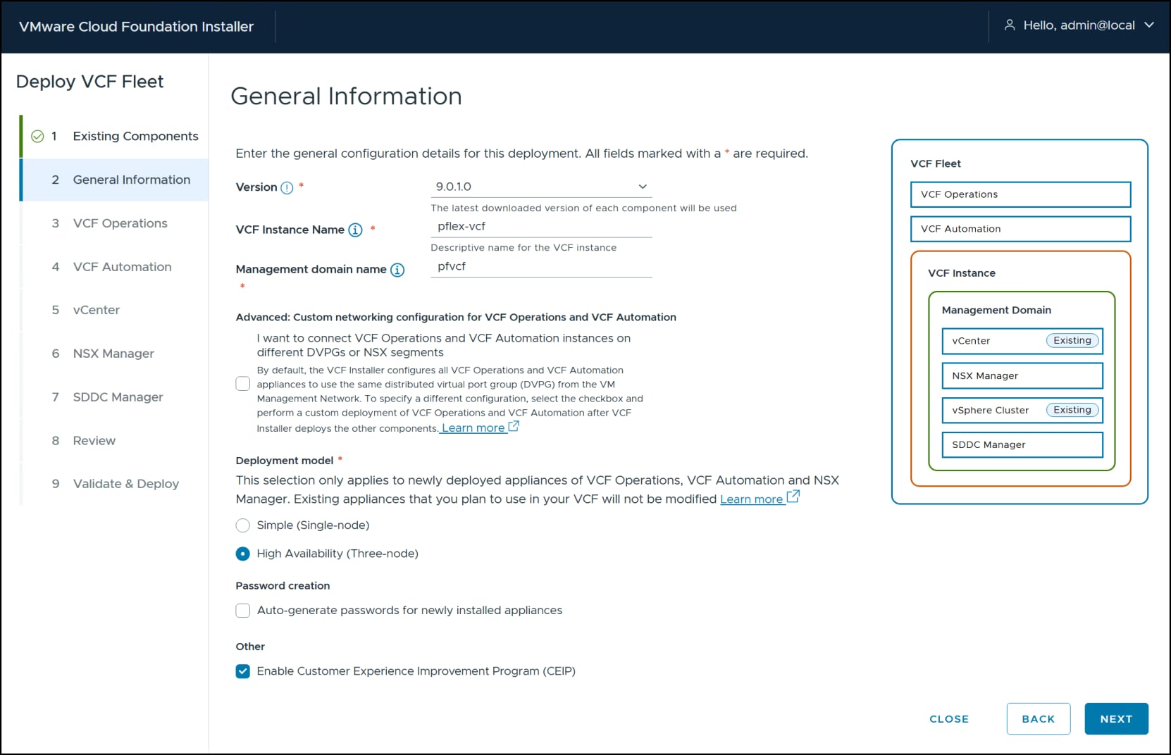 VCF Installer - General Information