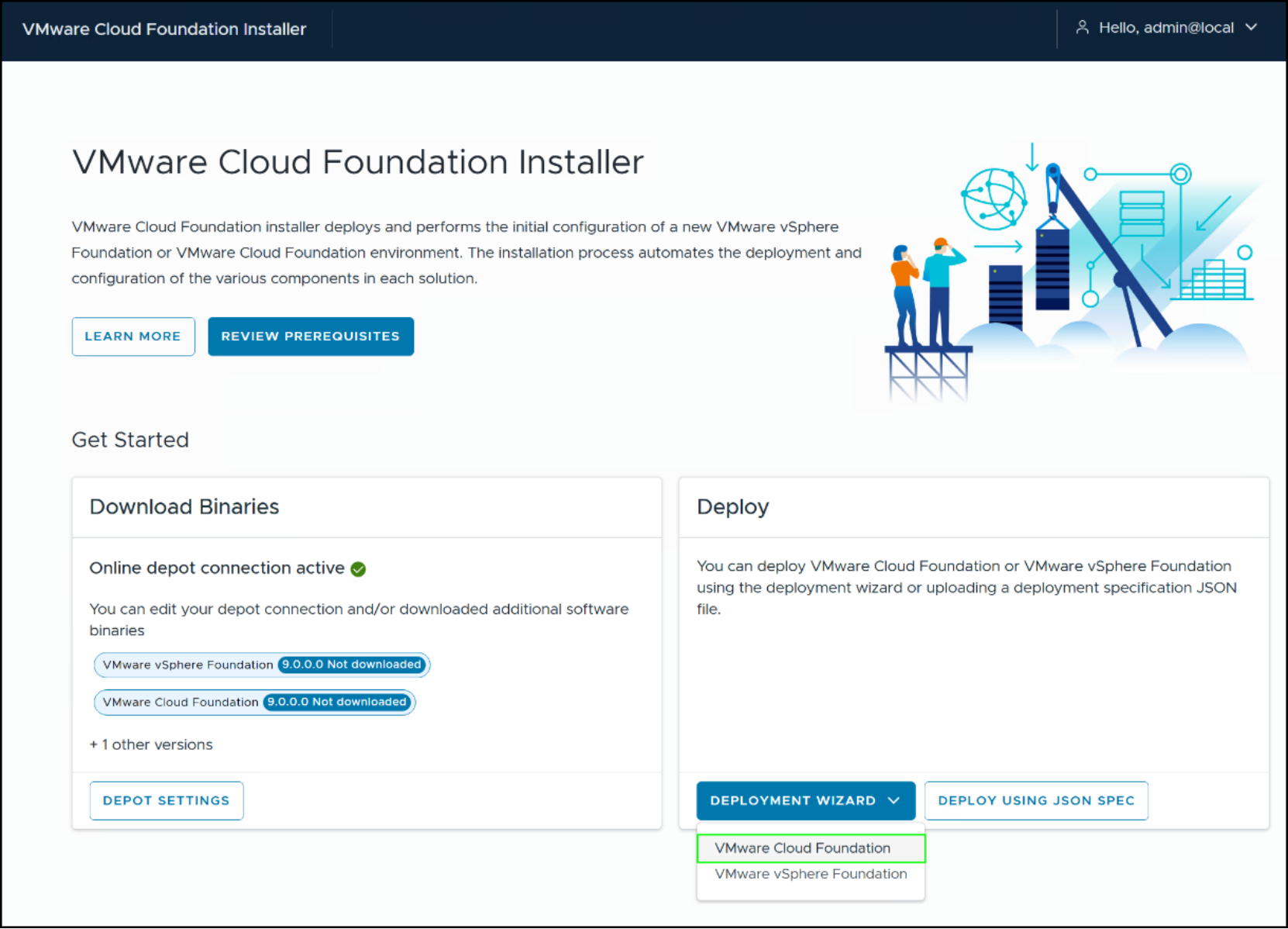 VCF Installer - intro page