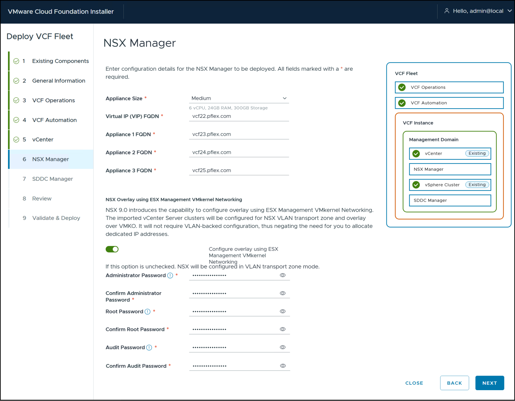 VCF Installer - NSX Manager