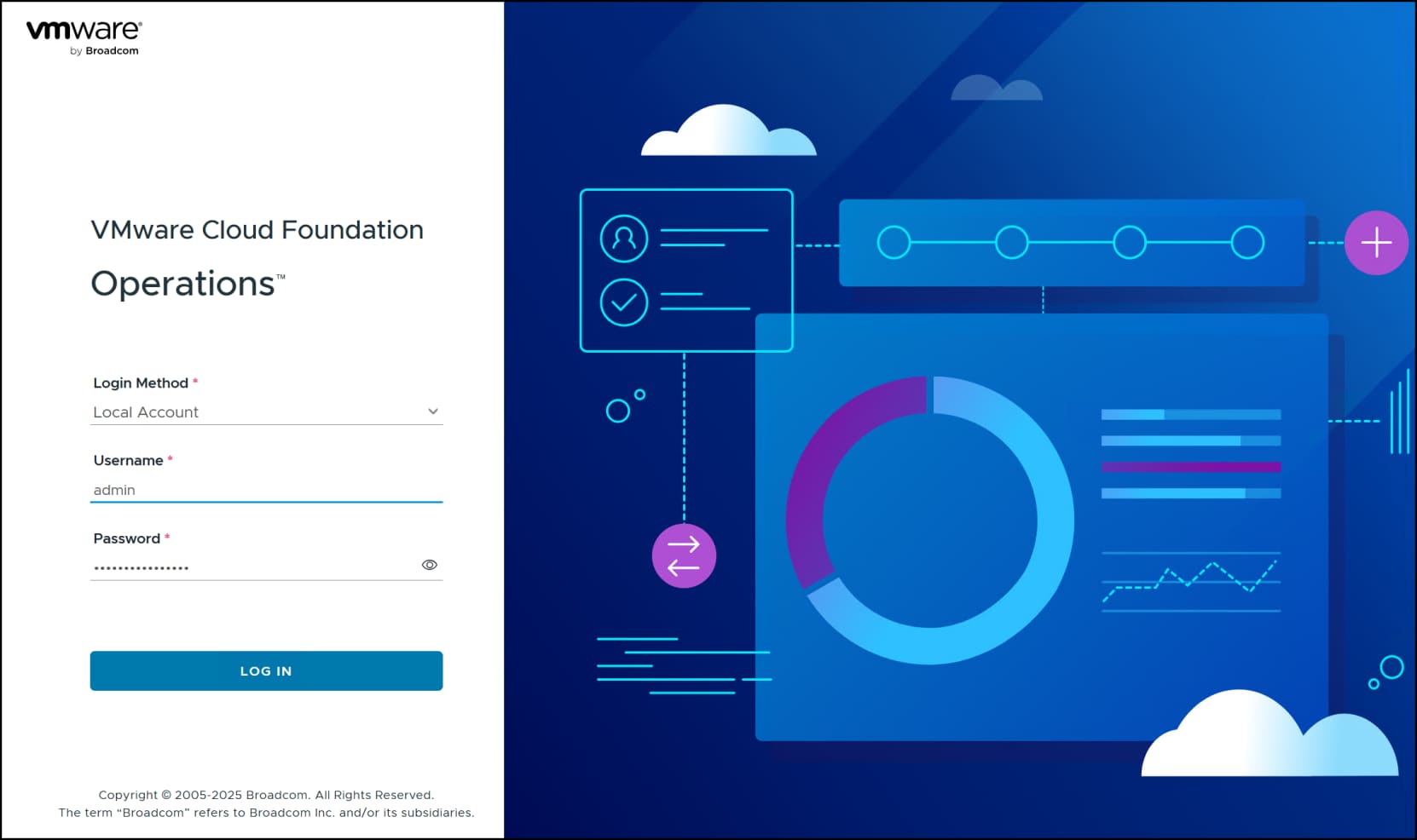VCF Operations login screen