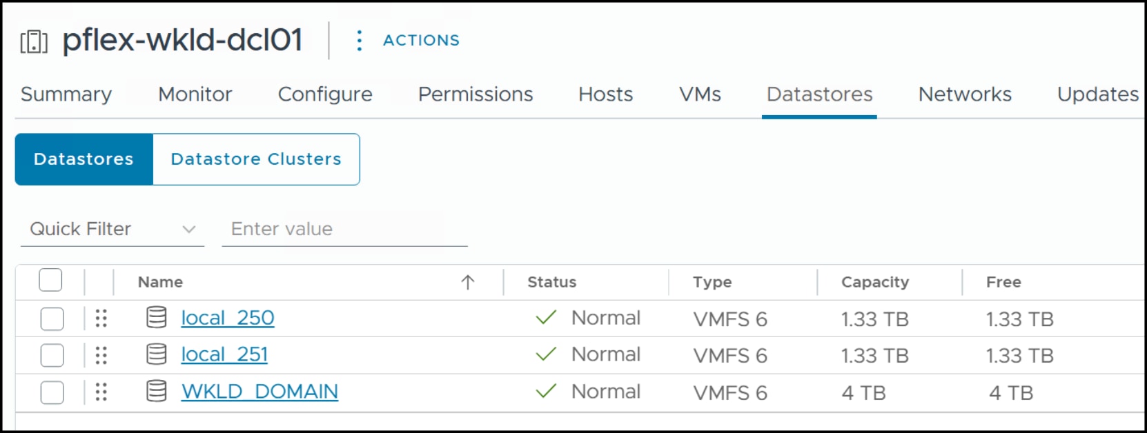 WKLD_DOMAIN datastore in vCenter