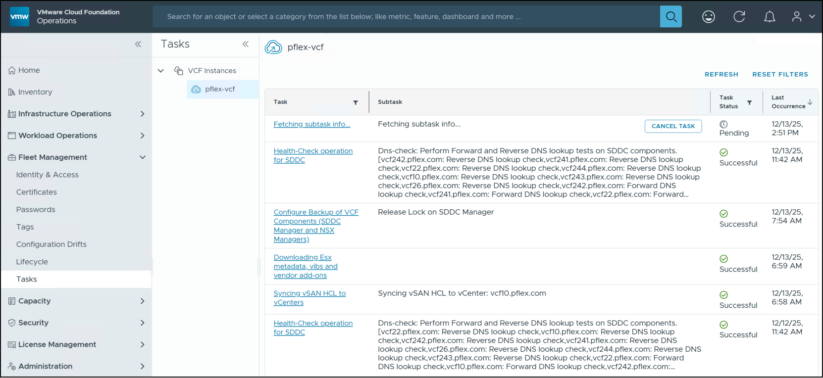 Import a vCenter - workload domain creation tasks