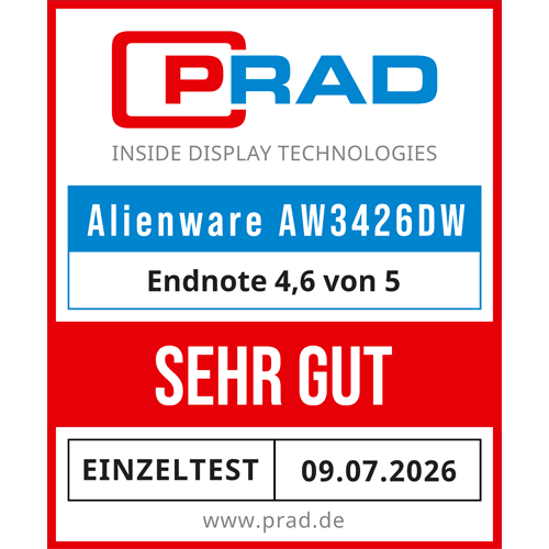 PRAD AW3426DW Rated 4.6/5 logo