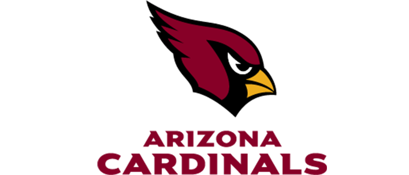A striking red and black logo of the Arizona Cardinals football team, featuring a bird with a sharp, determined beak.