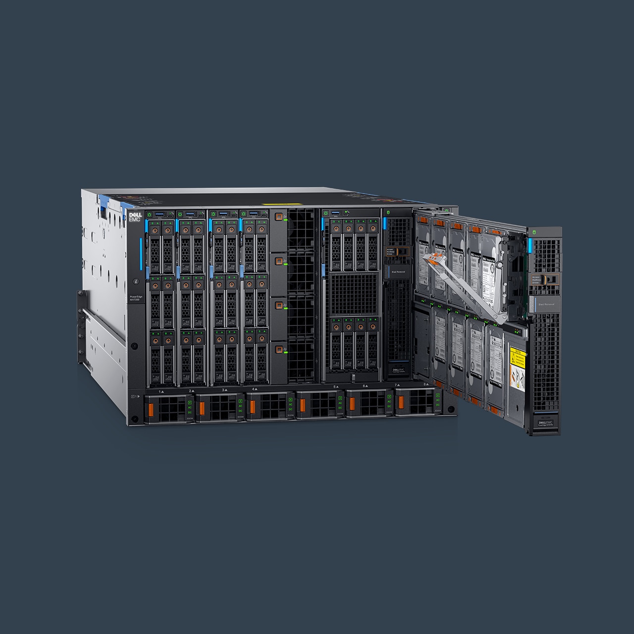 PowerEdge MX7000 4x MX740c 1x MX840c 2x MX5016 with storage sled extended, code name NGM, Sklynx, Pathfinder, Sojourner