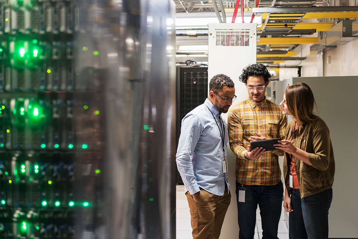 Employees Collaborating in Data Canter