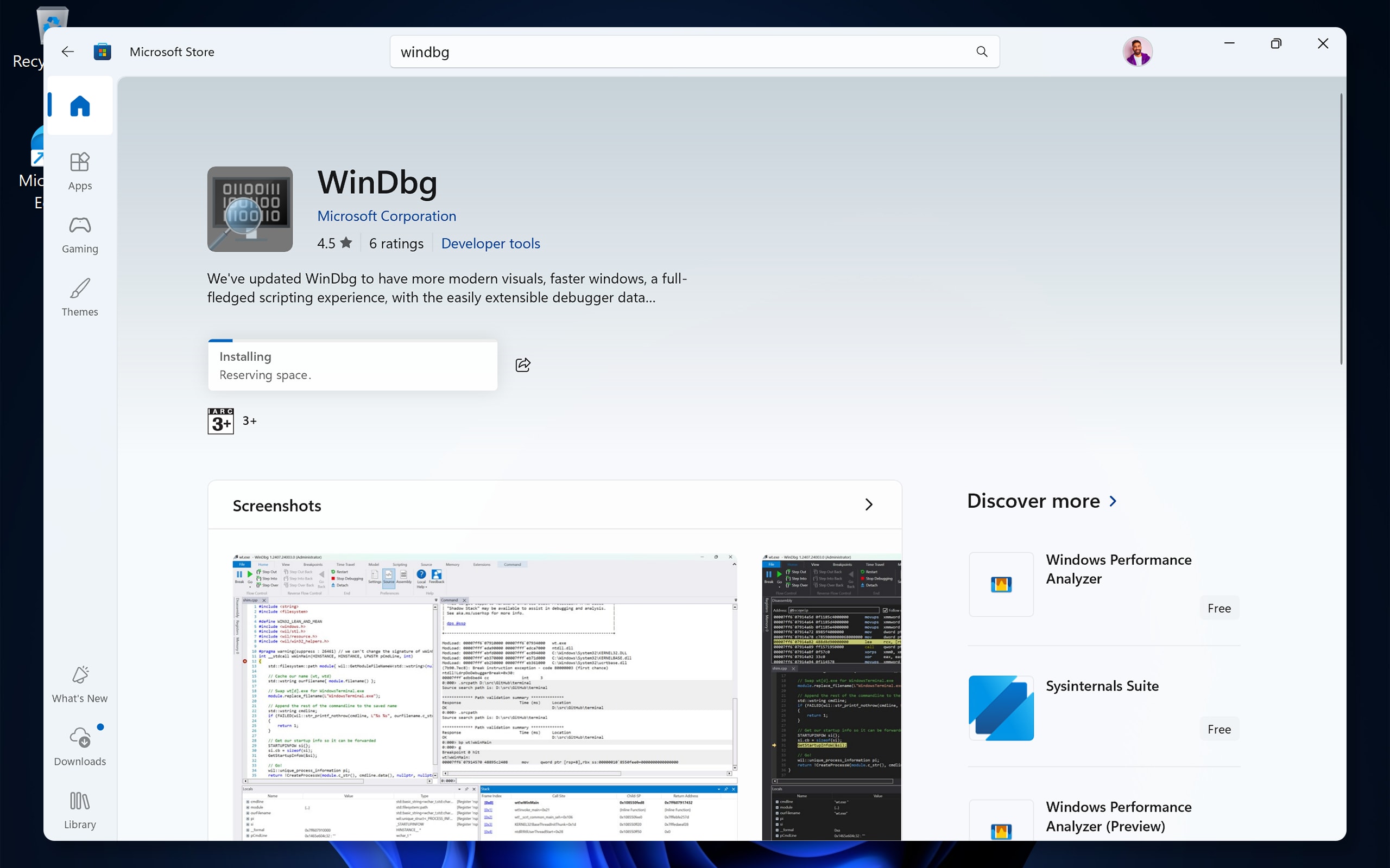 WinDbg debugger app installing on Microsoft Store with app details and screenshots. WinDbg debugger app installing on Microsoft Store with app details and screenshots.