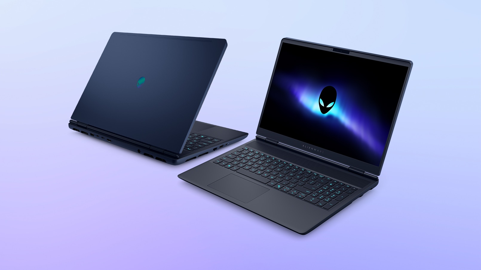 Alienware 16X Aurora AC16251 Gaming Laptop, Light purple and silver gradient background.