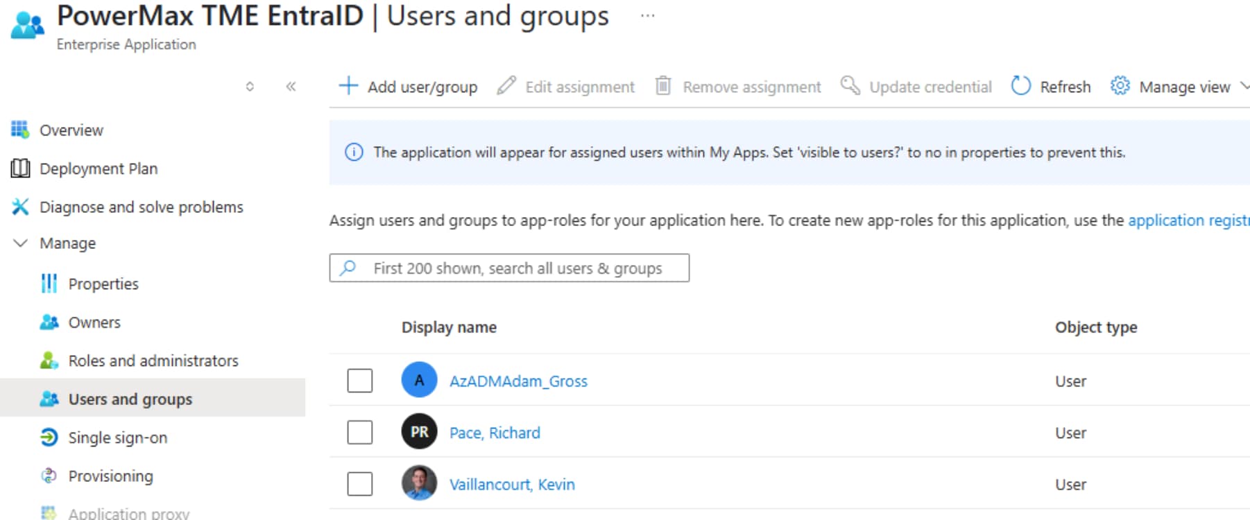 Screenshot of Users and groups page