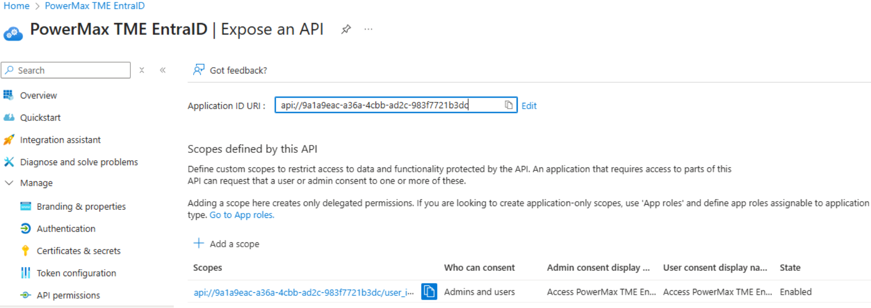 Screenshot of API Permissions page