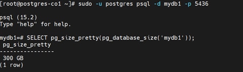 A picture containing the screenshot of database capacity.