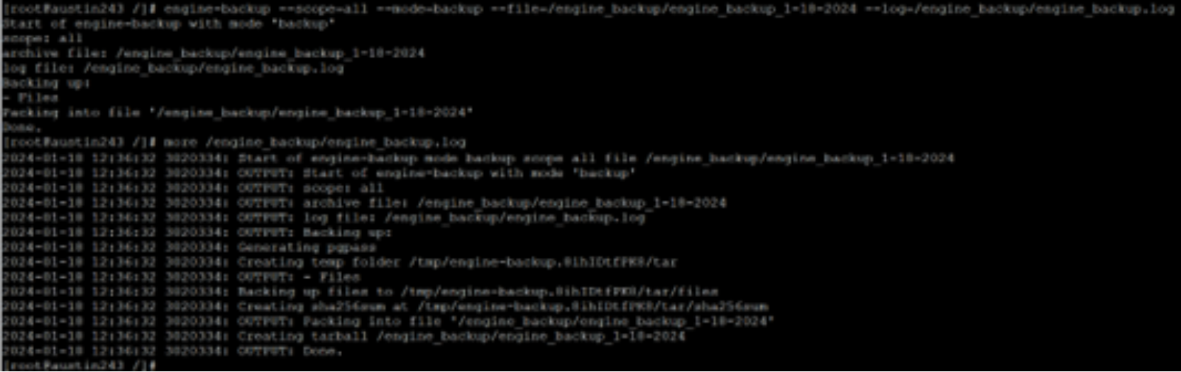 code of Full backup using utility engine backup