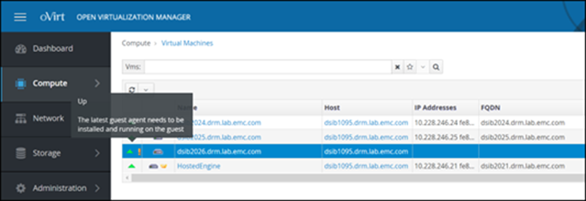 A screenshot of Figure 103. Guest agent warning