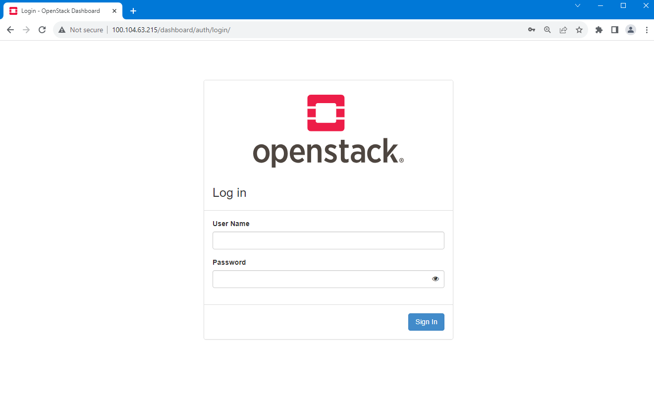 OpenStack login page