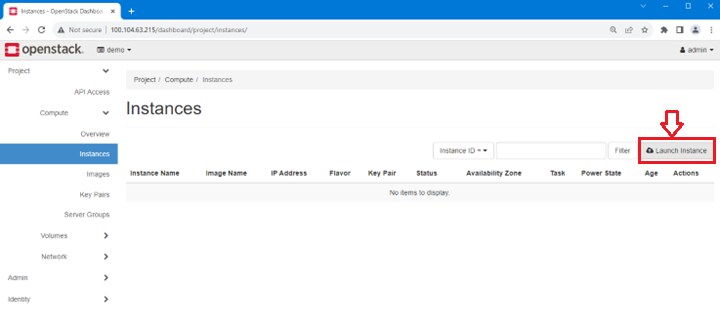 OpenStack Instances page