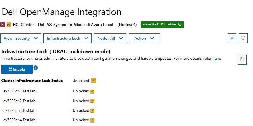 Enable infrastructure lock