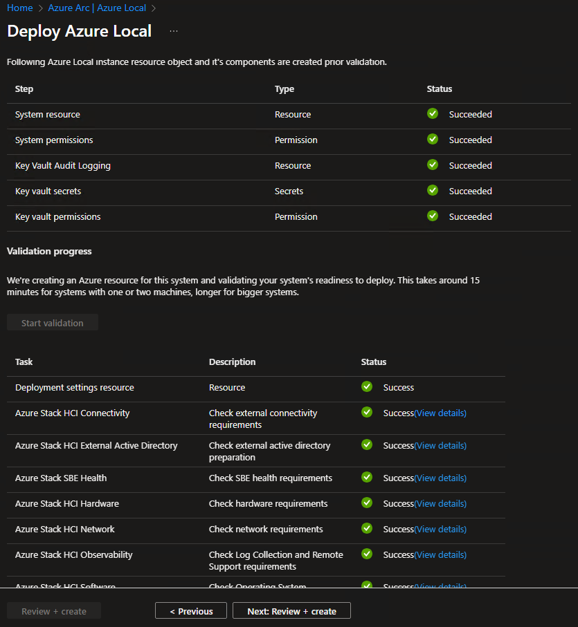 Deployment wizard - Validation window showing validation in progress