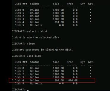 screenshot of an example showing a drive being identified
