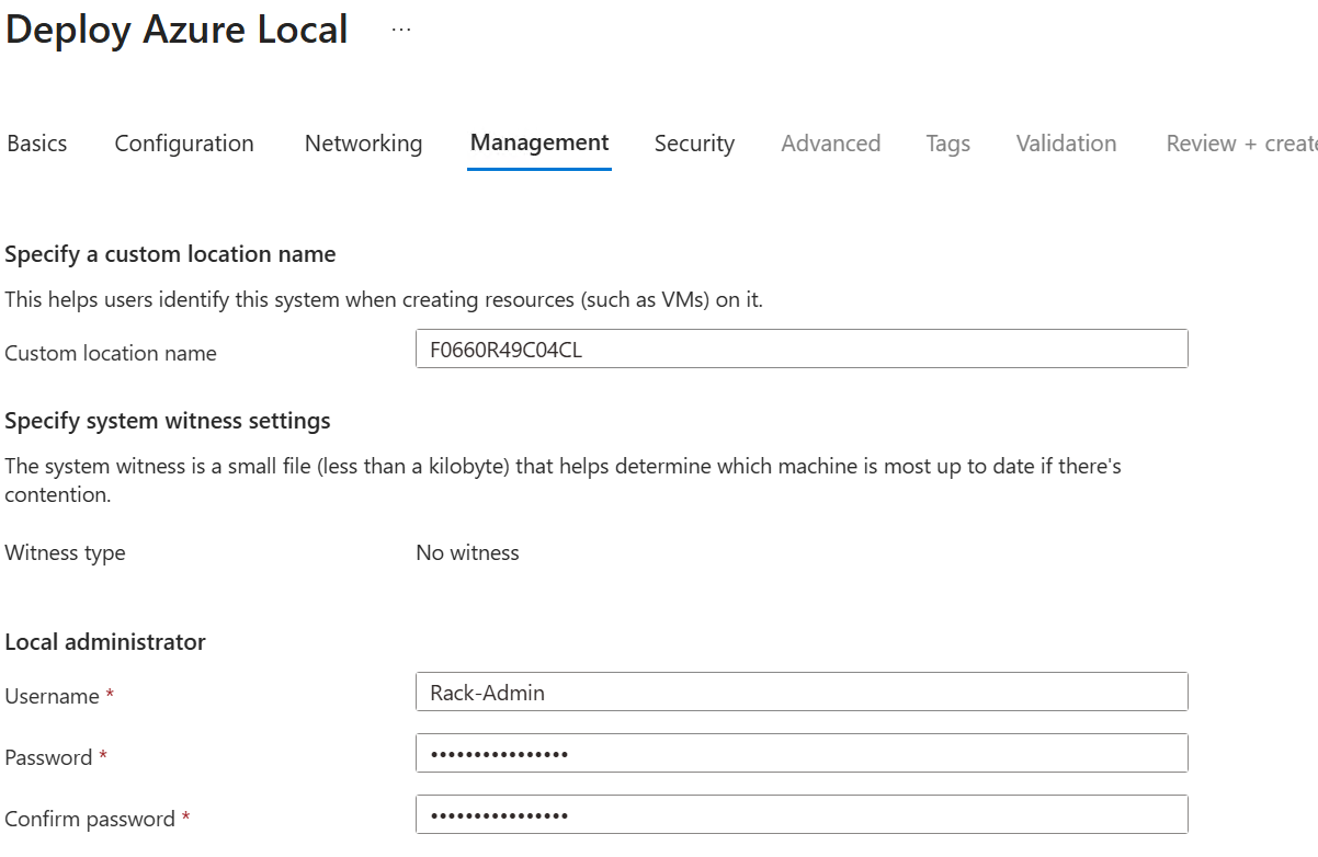 Management window with details