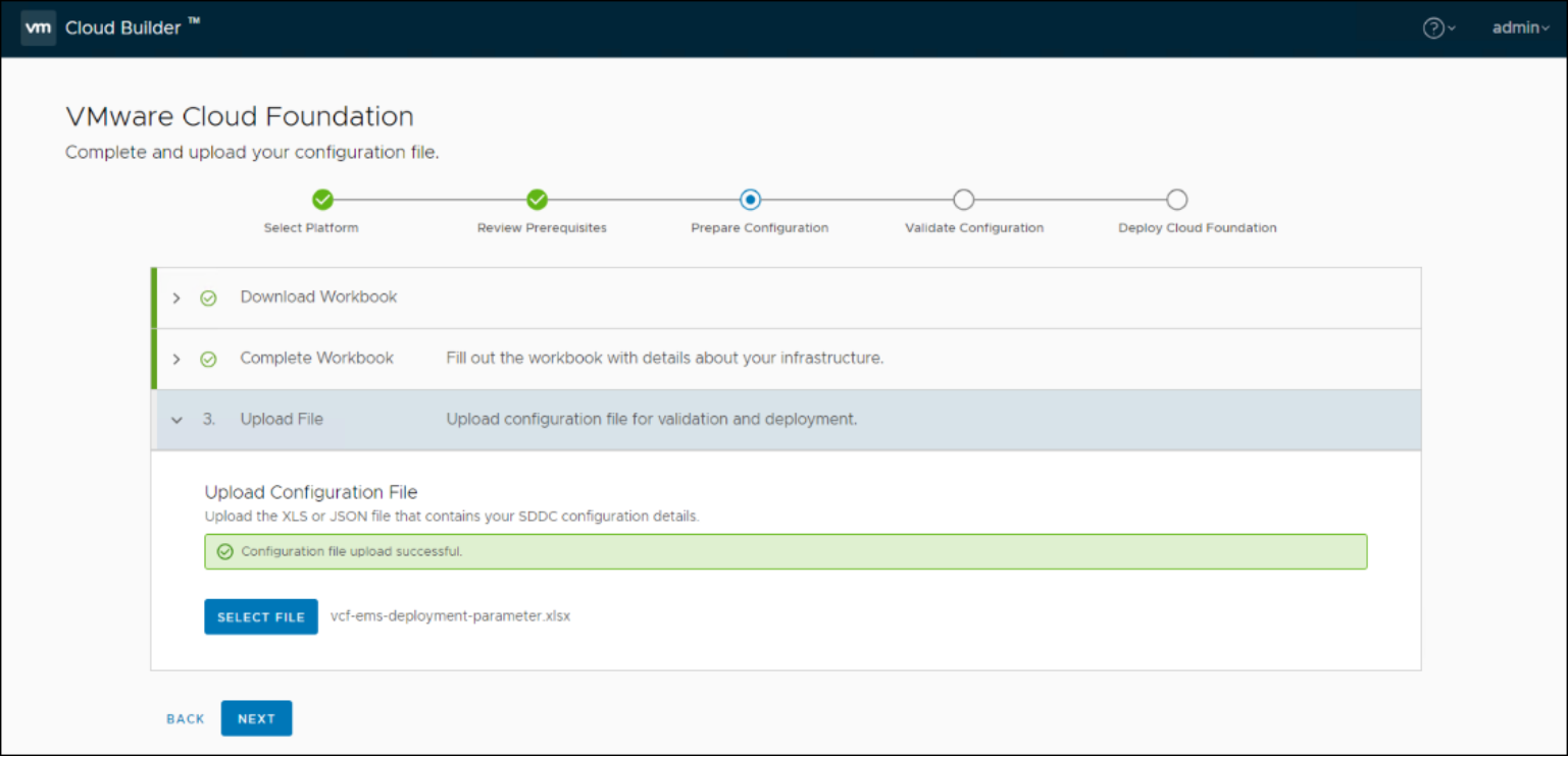 In the UI the user uploads a spreadsheet with information about the environment
