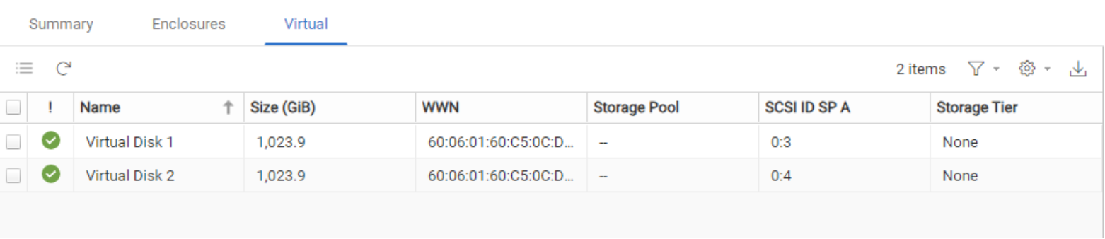 output of Virtual Disk that UnityVSA leverages as storage