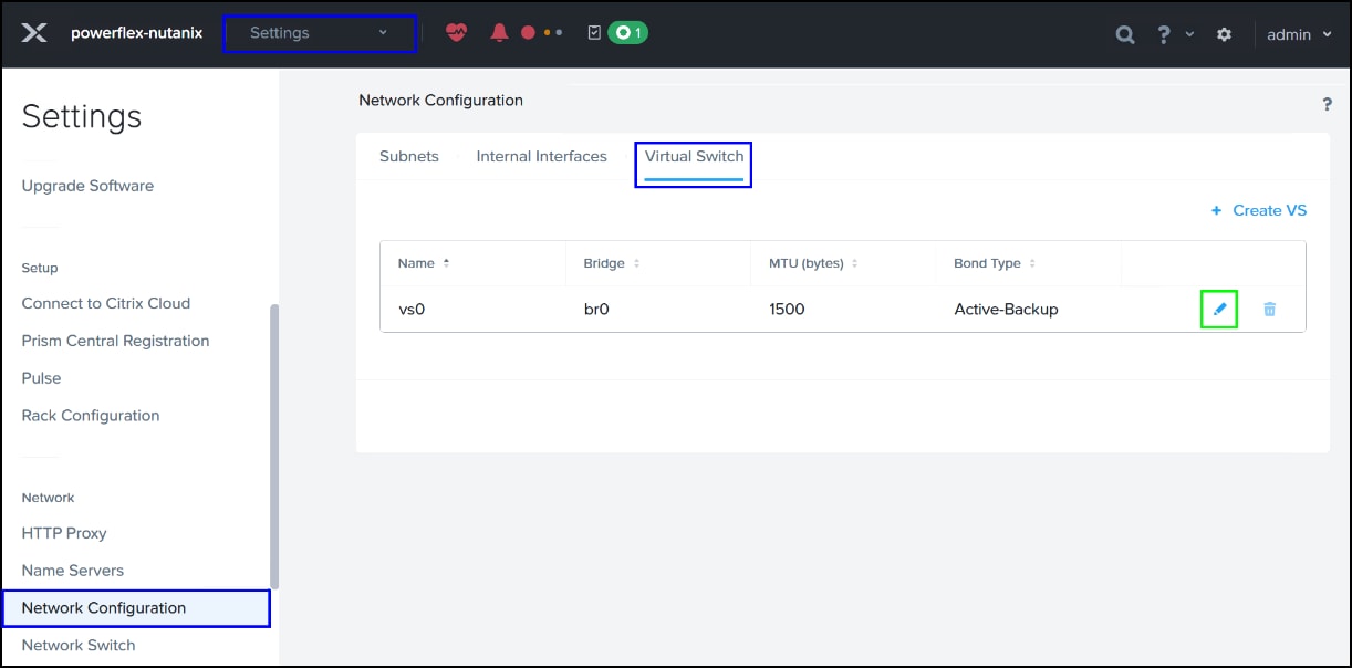 Edit virtual switch - step 1.