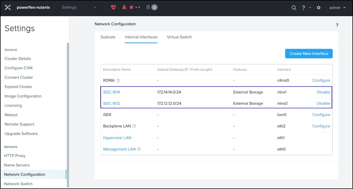 Final screen for networking showing the new networks for SDC.