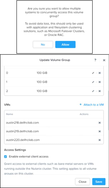 Attach the volume group to VMs