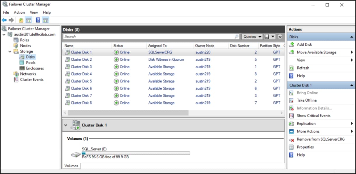 Add disk to the available pool in Failover Cluster Manager - step 3.