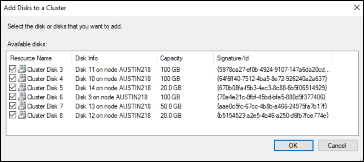 Add disks to cluster.