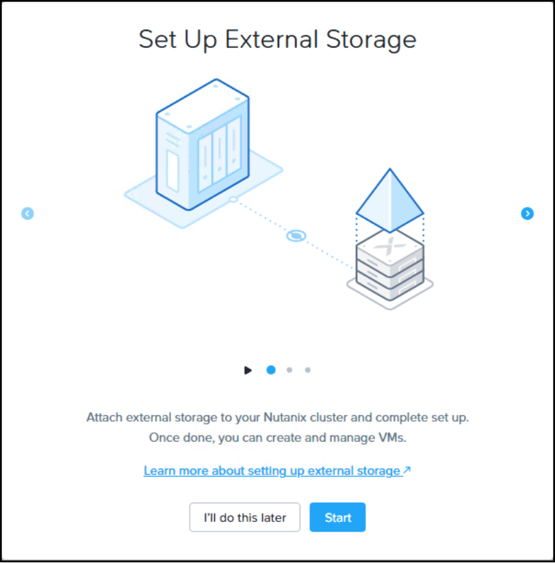 Screenshot of Prism Element UI Set Up External Storage.