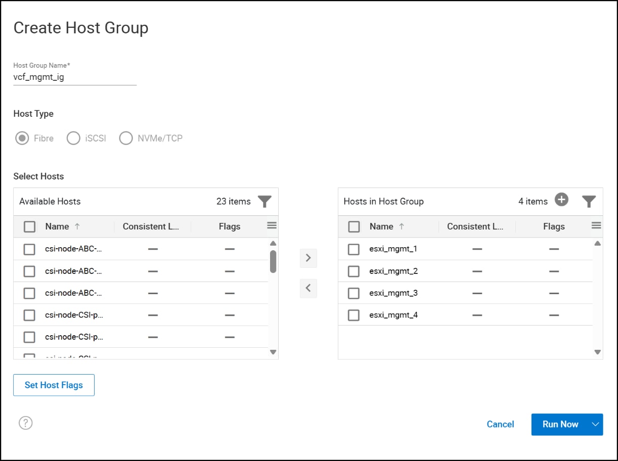 Wizard for creating a host in Unisphere, step 3.