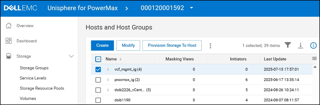 Wizard for creating a host in Unisphere, step 1.