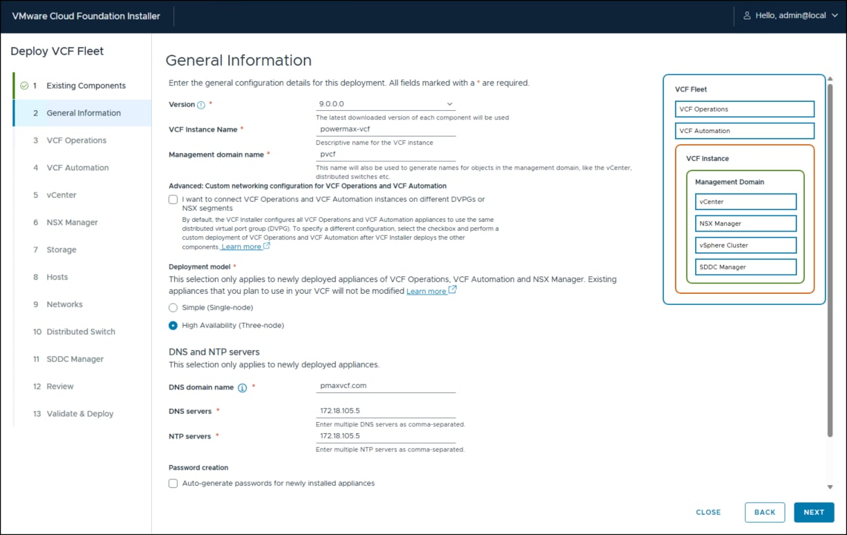 VMware Cloud Foundation Installer - step 2.