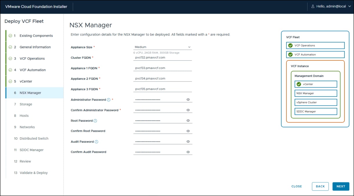 VMware Cloud Foundation Installer - step 6.