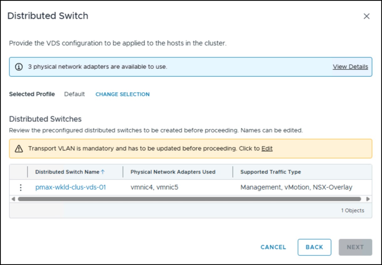 Workload domain creation wizard - step 9b.