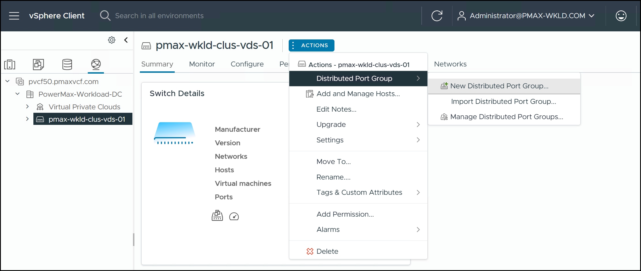 Adding a new VDS port group