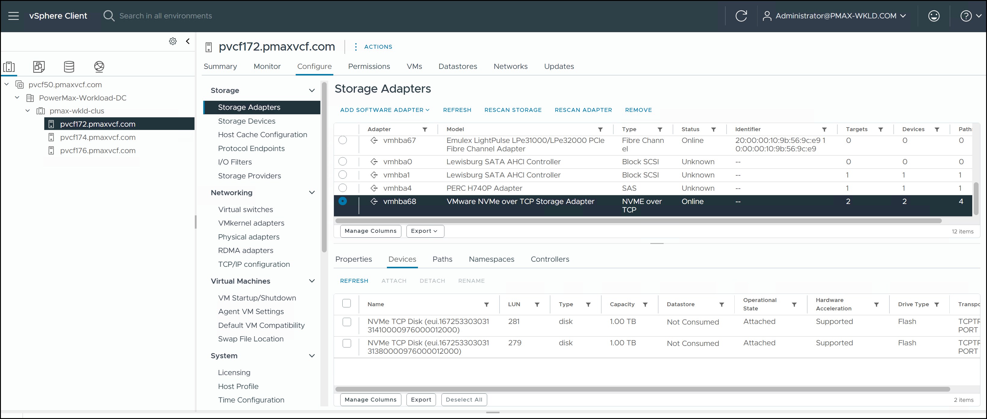 Newly created devices in vSphere
