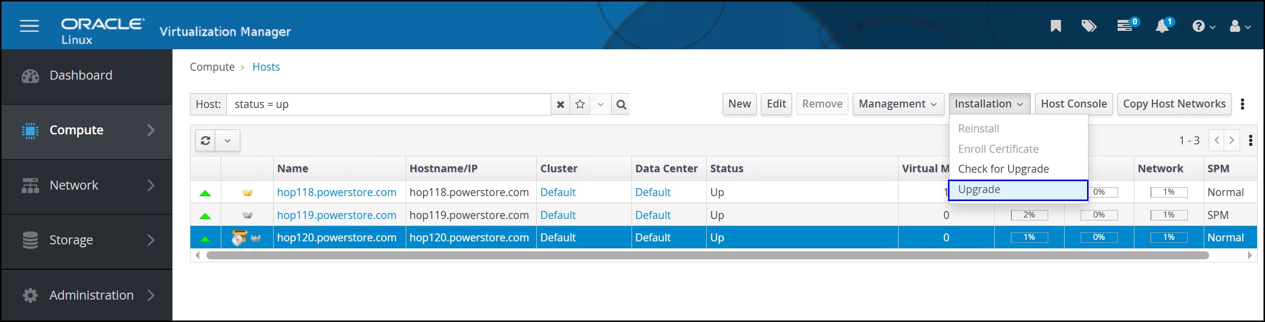 A screenshot of Upgrade selection