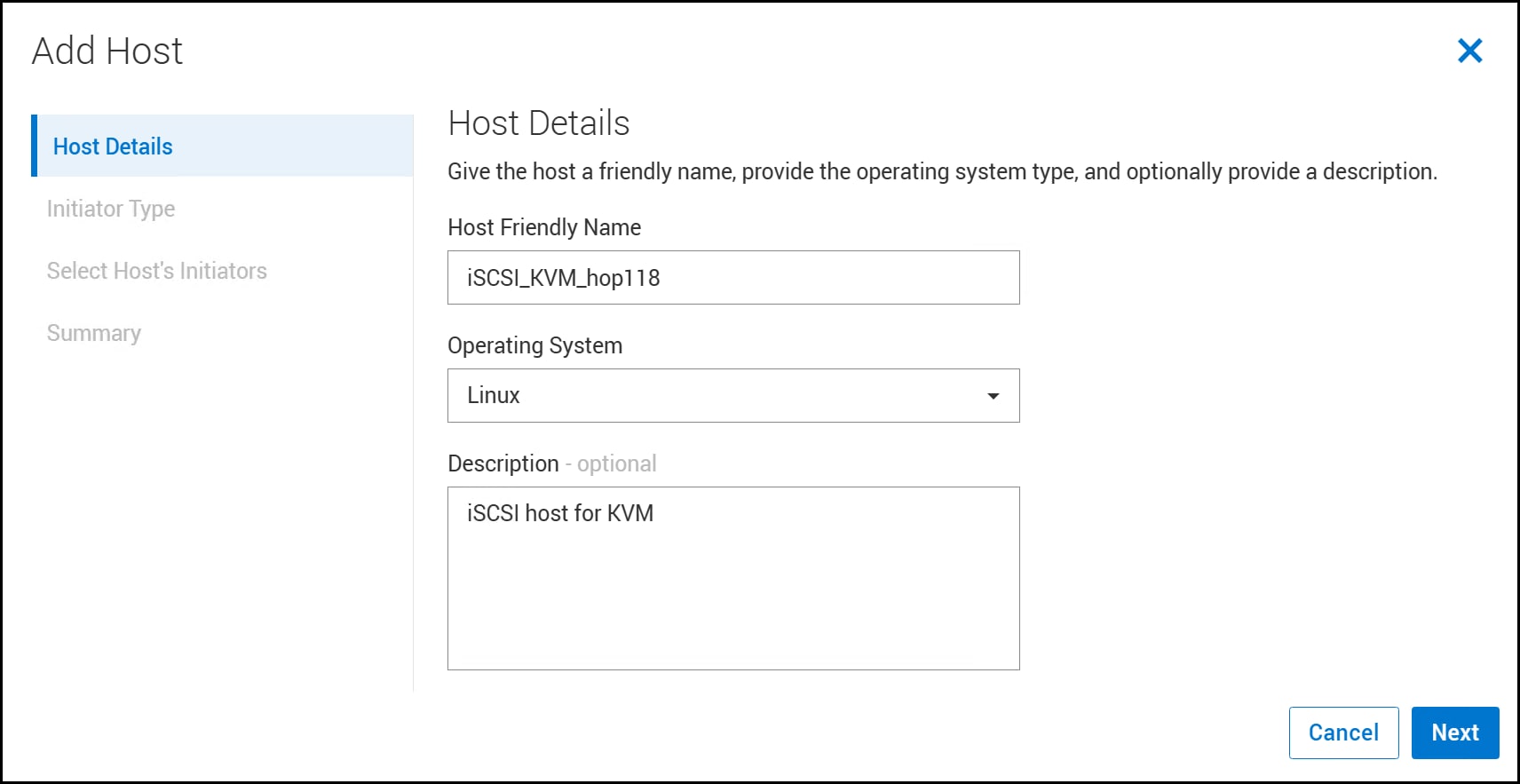 A screenshot of Add Host - Host Details dialog